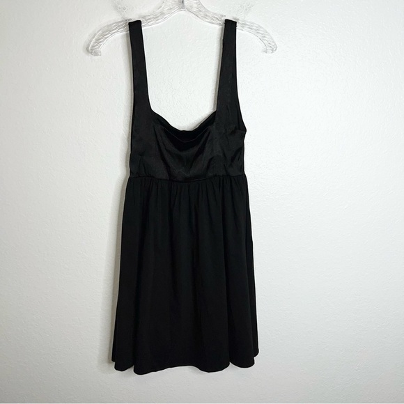 Zara Dress Women Small Black Satin Top Fit & Flared Mini Sleeveless Square B26 - Picture 6 of 11